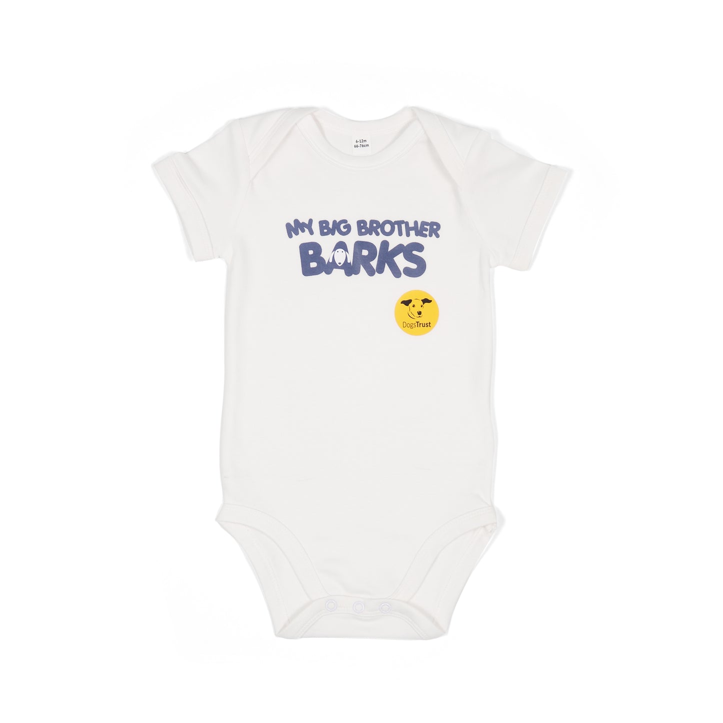 'My Big Brother Barks' Baby Gro - Cute Dog Face Design