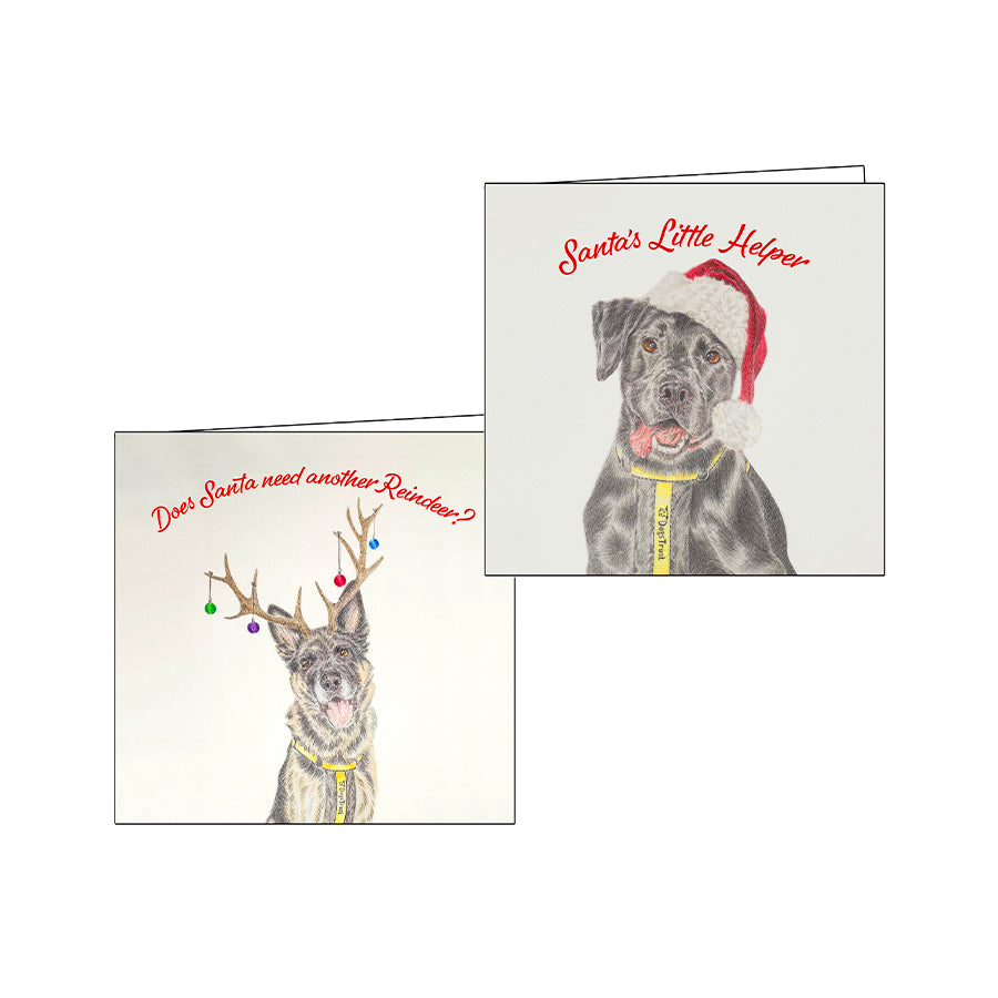 2021 Christmas Cards - Pack of 12 Cards with Cute Dog Designs