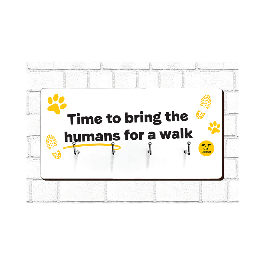 Time to Bring the Humans for a Walk' Lead Hanger - Paw Print Design