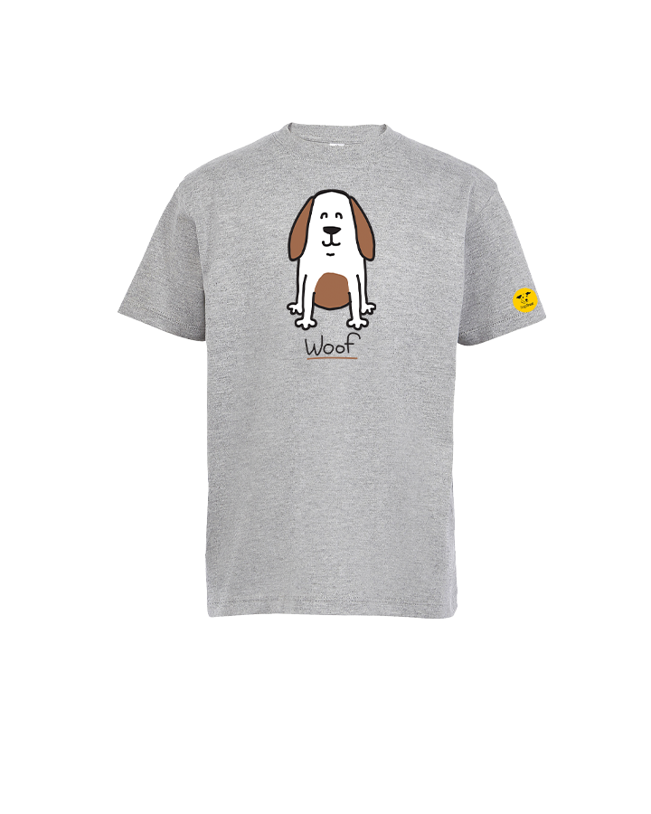 Kids 'Brown Dog' T-Shirt - Cute Printed Dog Design with 'Woof' Slogan