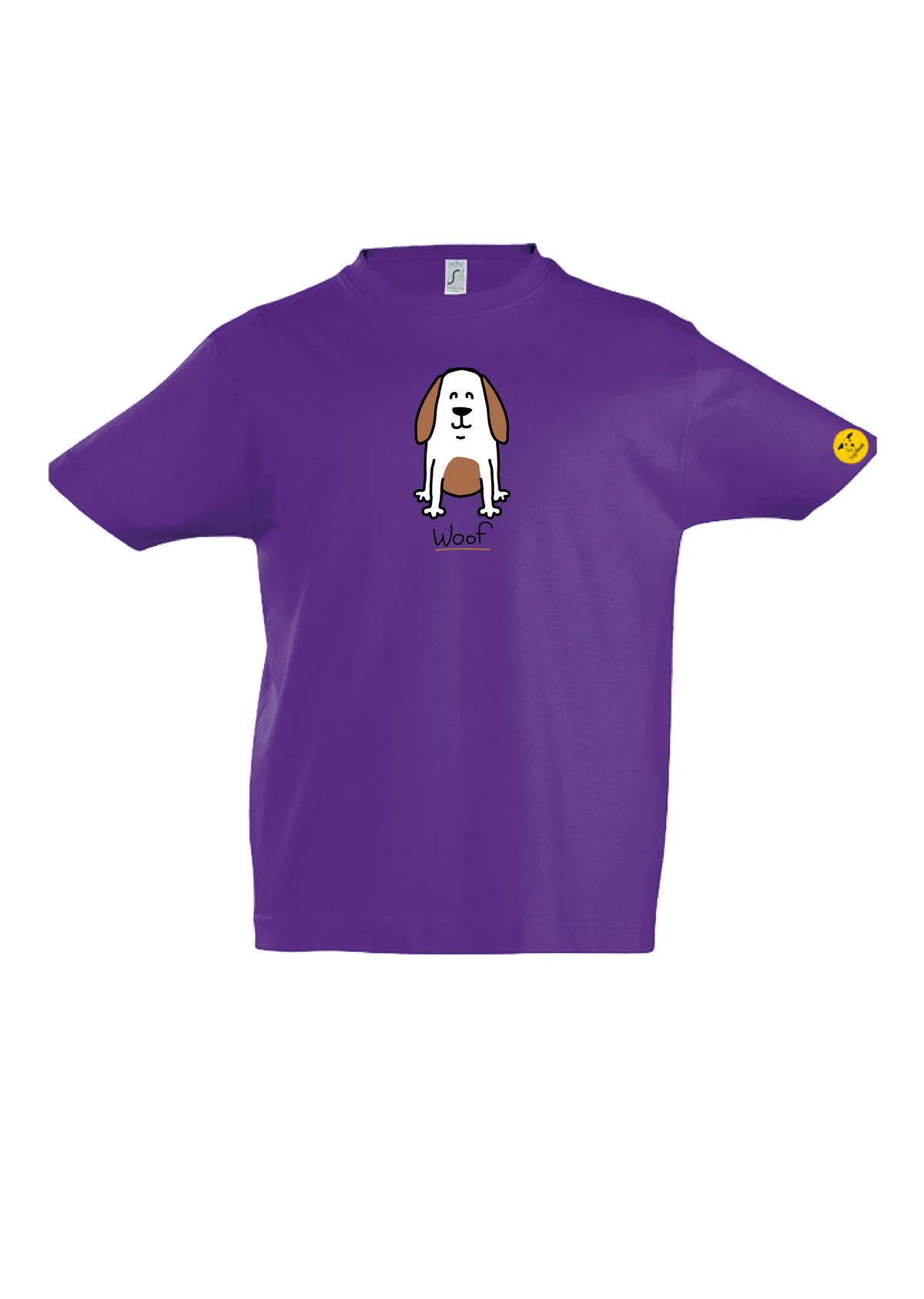 Kids 'Brown Dog' T-Shirt - Cute Printed Dog Design with 'Woof' Slogan