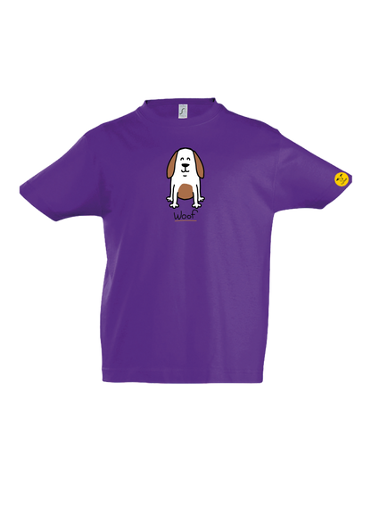 Kids 'Brown Dog' T-Shirt - Cute Printed Dog Design with 'Woof' Slogan