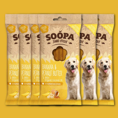 Banana & Peanut Butter Jumbo Dental Sticks - Dog Treats