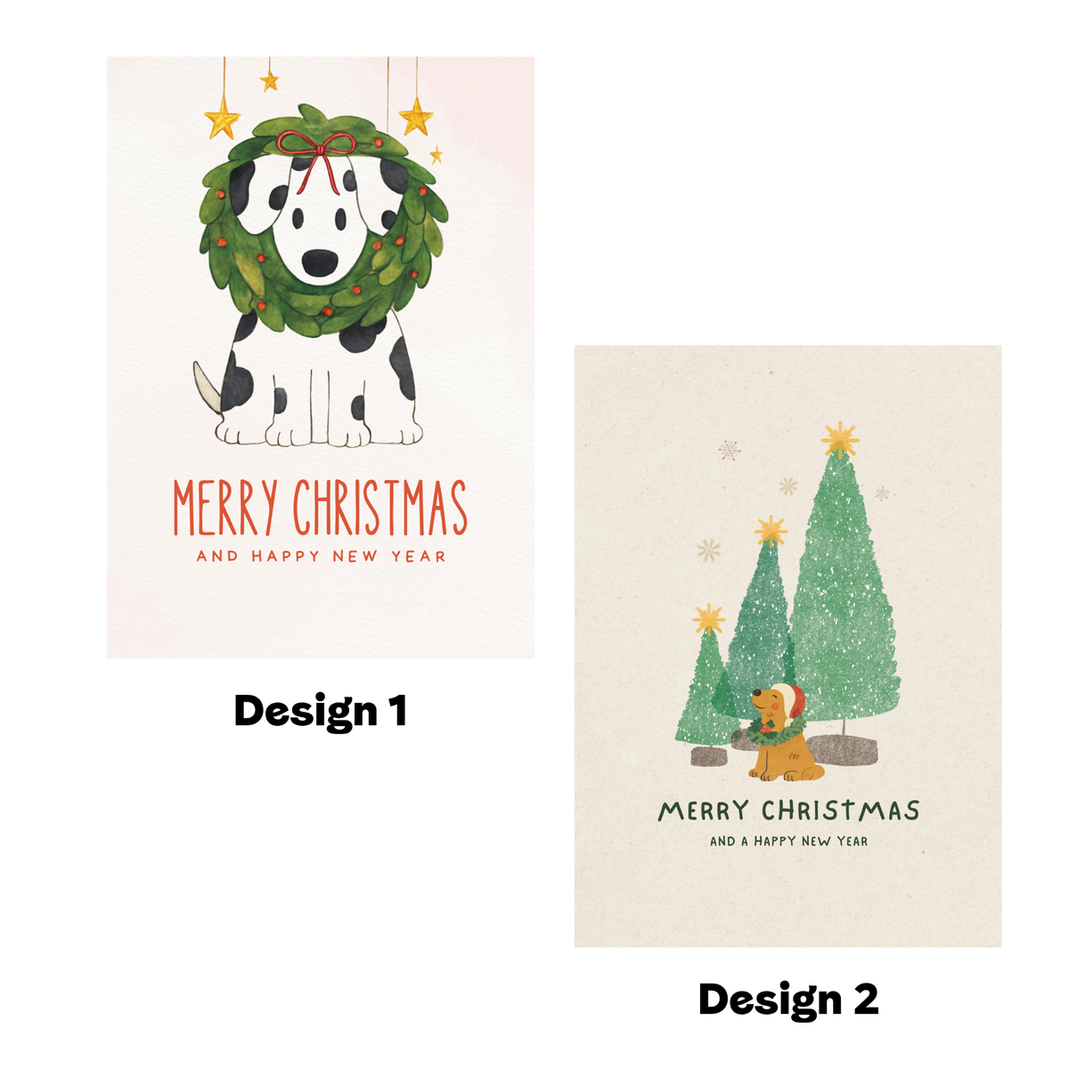 Christmas Cards - Pack of 12 with Cute Dog Designs