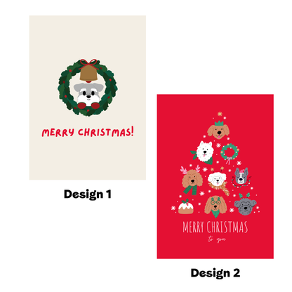 Dog Christmas Cards - Pack of 12 with Cheerful Illustrations