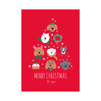 Dog Christmas Cards - Pack of 12 with Cheerful Illustrations