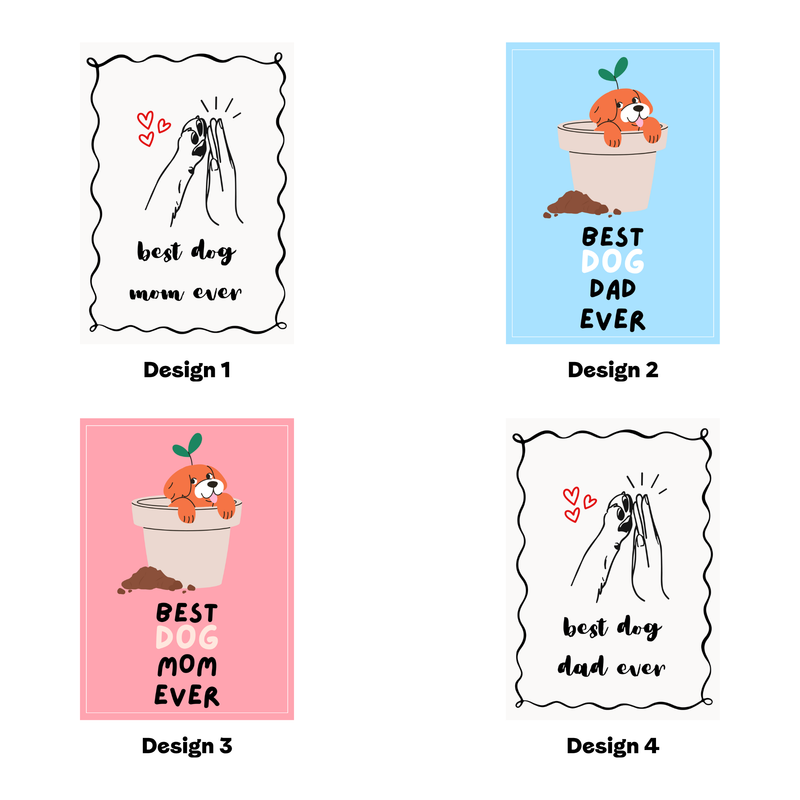 Dog Mum & Dog Dad Cards Pack of 4 Cute Dog Illustrations