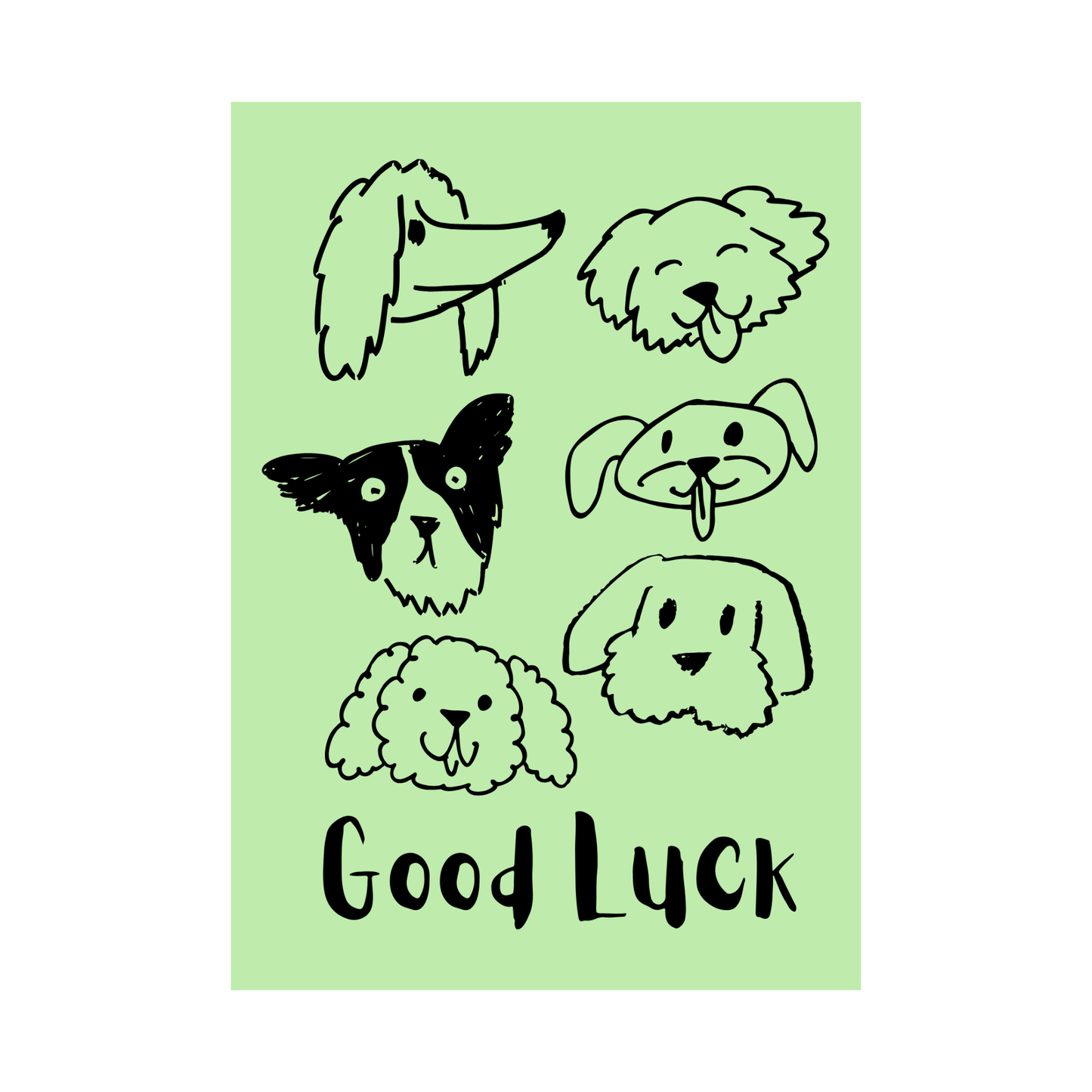 Good Luck Dog Cards Pack of 4 Adorable Dog Illustrations