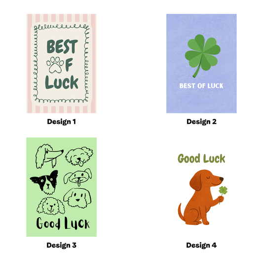 Good Luck Dog Cards Pack of 4 Adorable Dog Illustrations