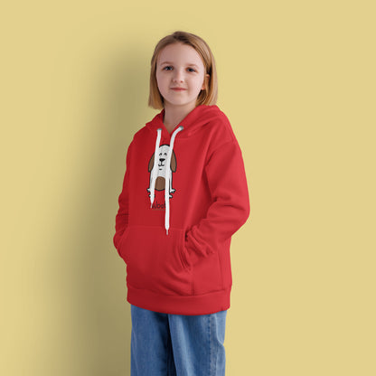 Kids 'Brown Dog' Hoodie - Cute Printed Dog Design with 'Woof' Slogan