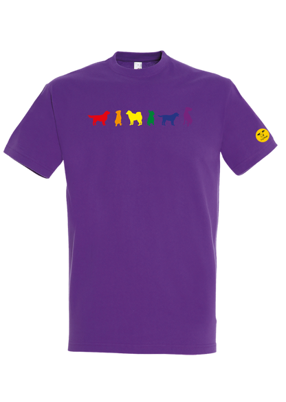 Unisex 'Rainbow Dogs' T-Shirt - Six Dog Rainbow Print Design