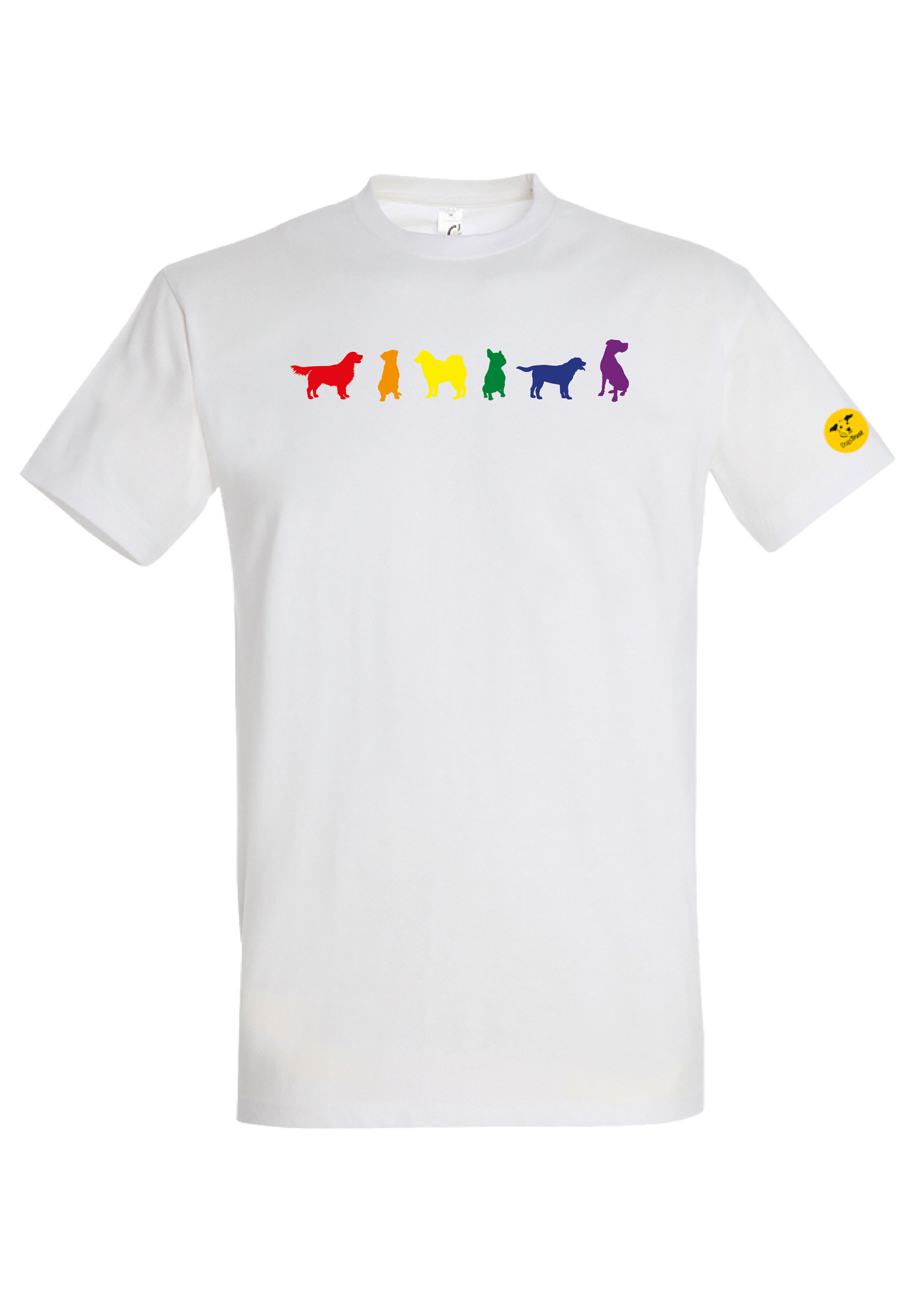 Unisex 'Rainbow Dogs' T-Shirt - Six Dog Rainbow Print Design