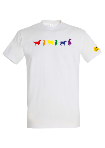 Unisex 'Rainbow Dogs' T-Shirt - Six Dog Rainbow Print Design