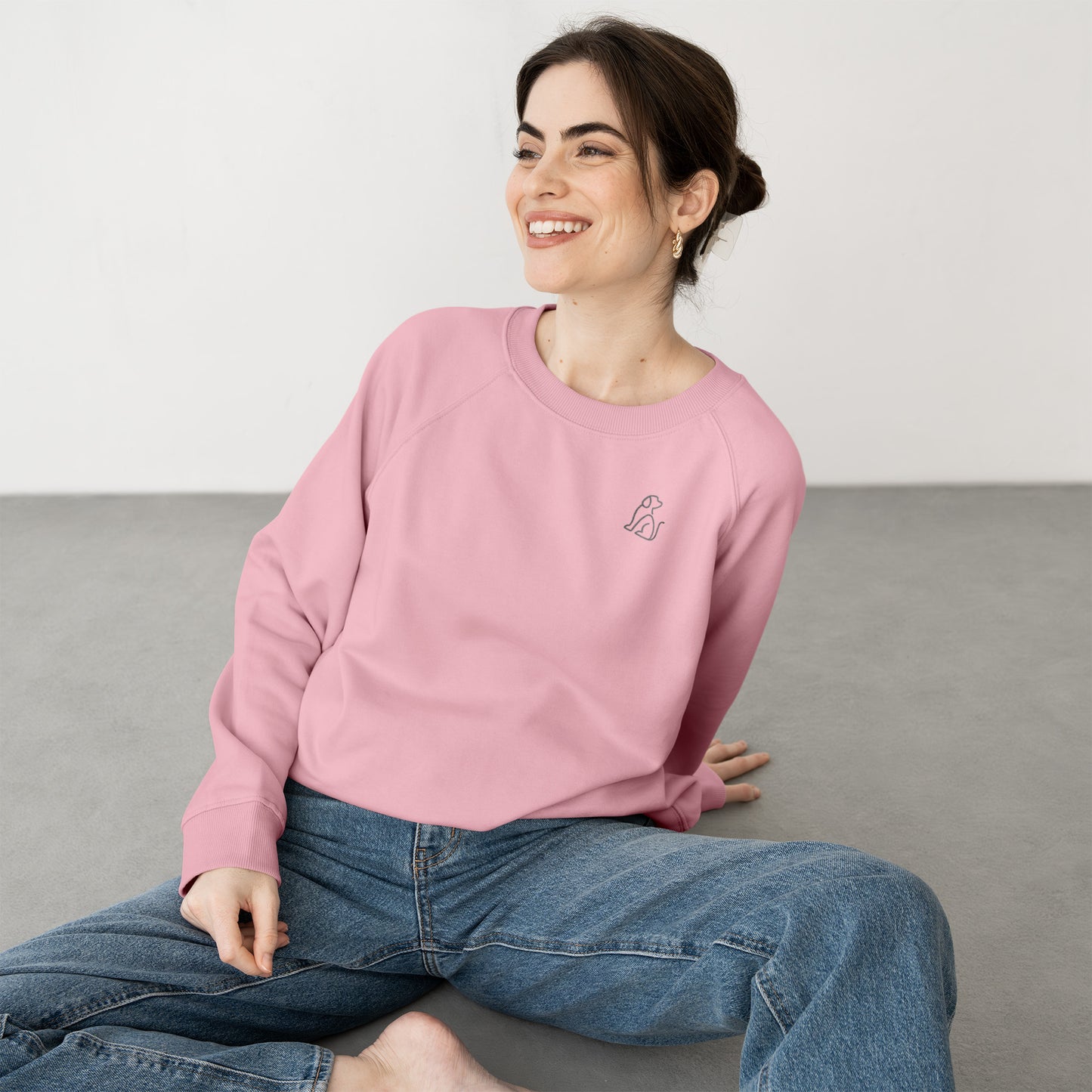 Unisex Crewneck Sweater - Minimalist Dog Design - Embroidered Design