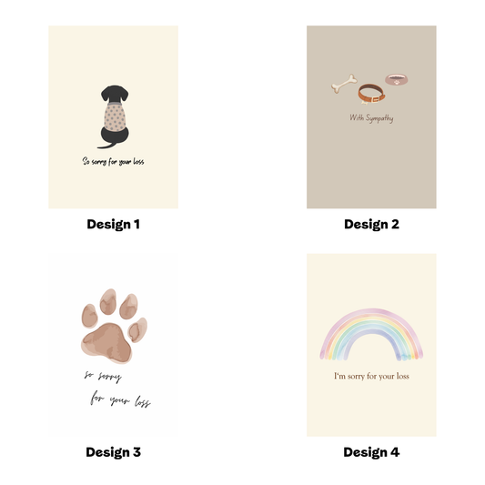 Dog Sympathy Cards Pack of 4 Pet Loss Illustration Set