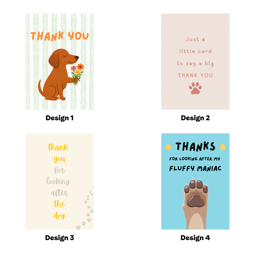 Dog Thank You Cards Pack of 4 Charming Illustrated Designs