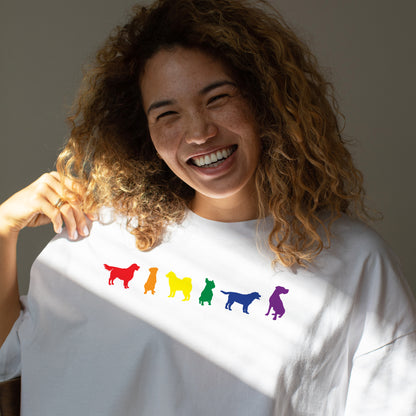 Unisex 'Rainbow Dogs' T-Shirt - Six Dog Rainbow Print Design