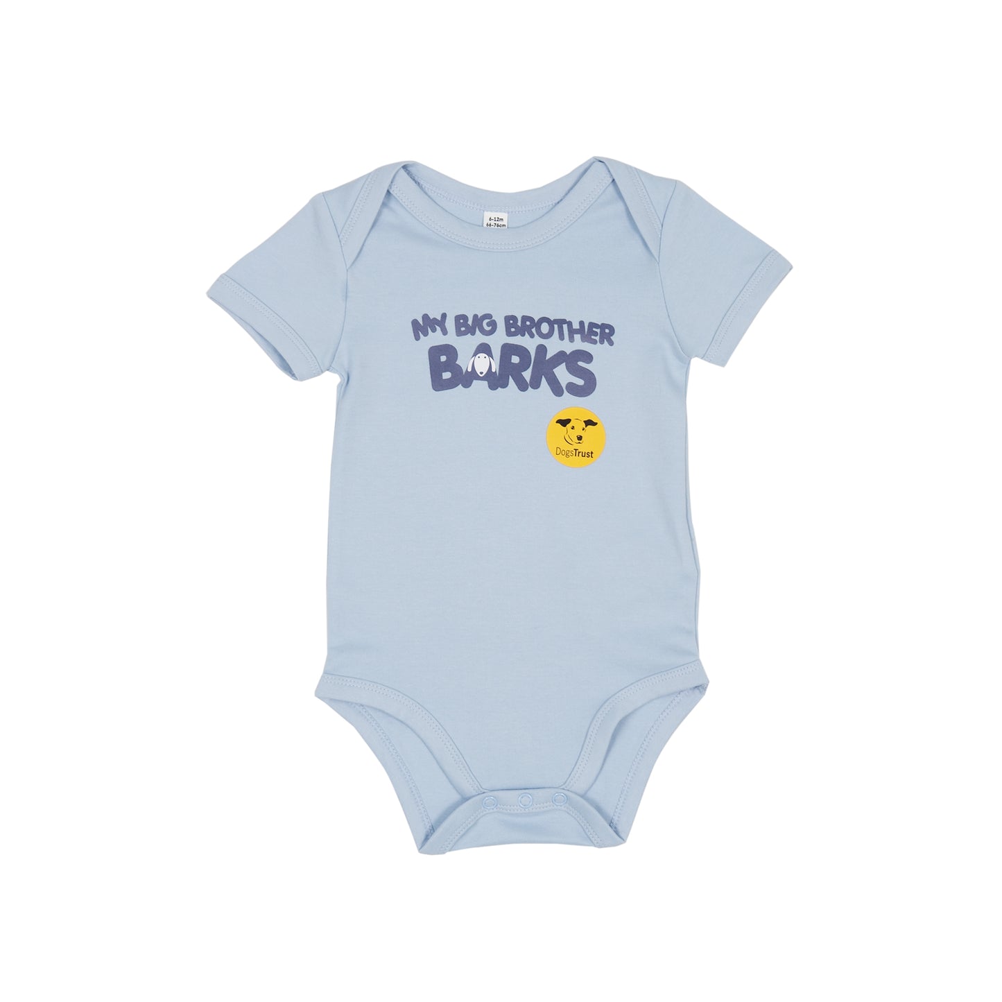 'My Big Brother Barks' Baby Gro - Cute Dog Face Design