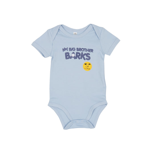 'My Big Brother Barks' Baby Gro - Cute Dog Face Design