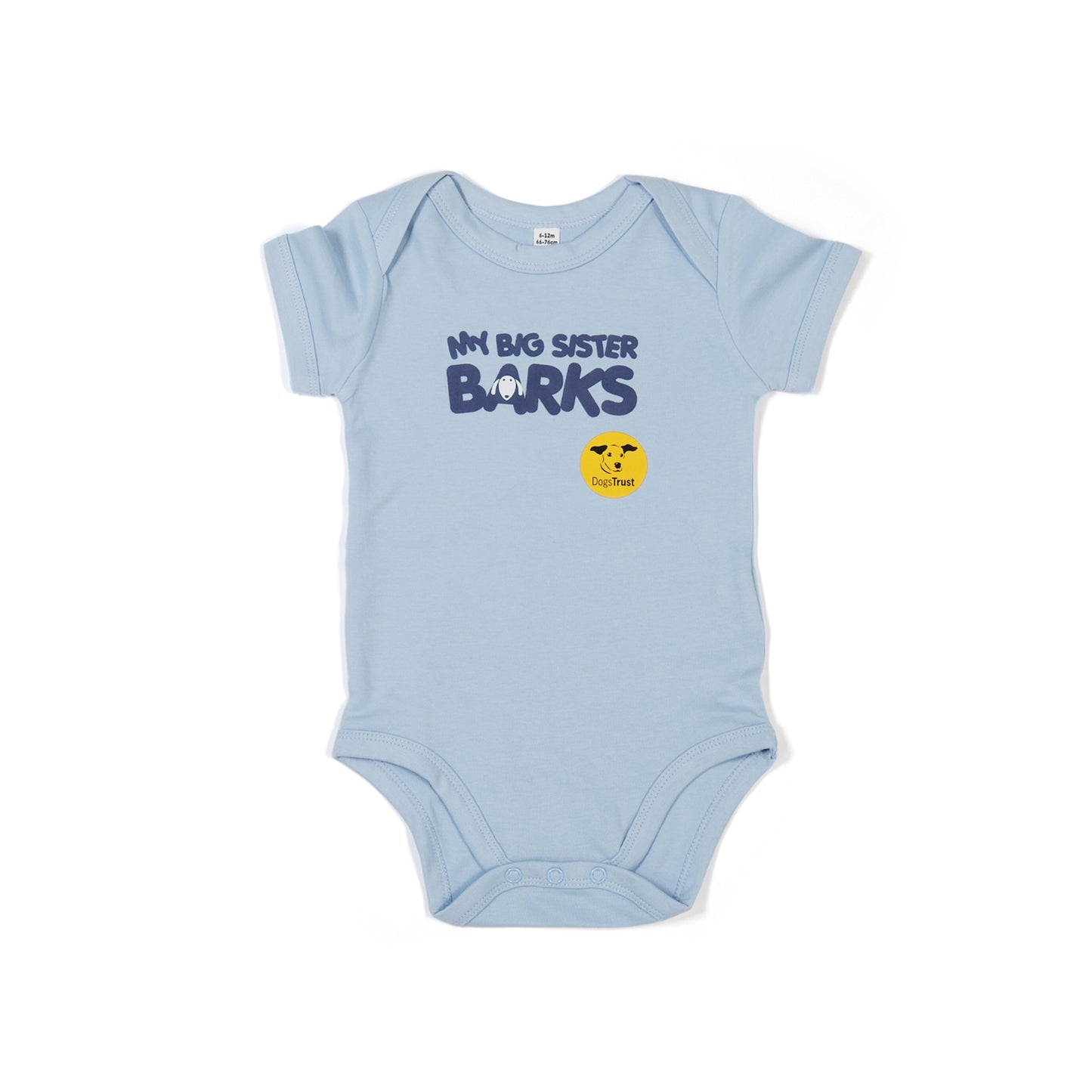 'My Big Sister Barks' Baby Gro - Cute Dog Face Design