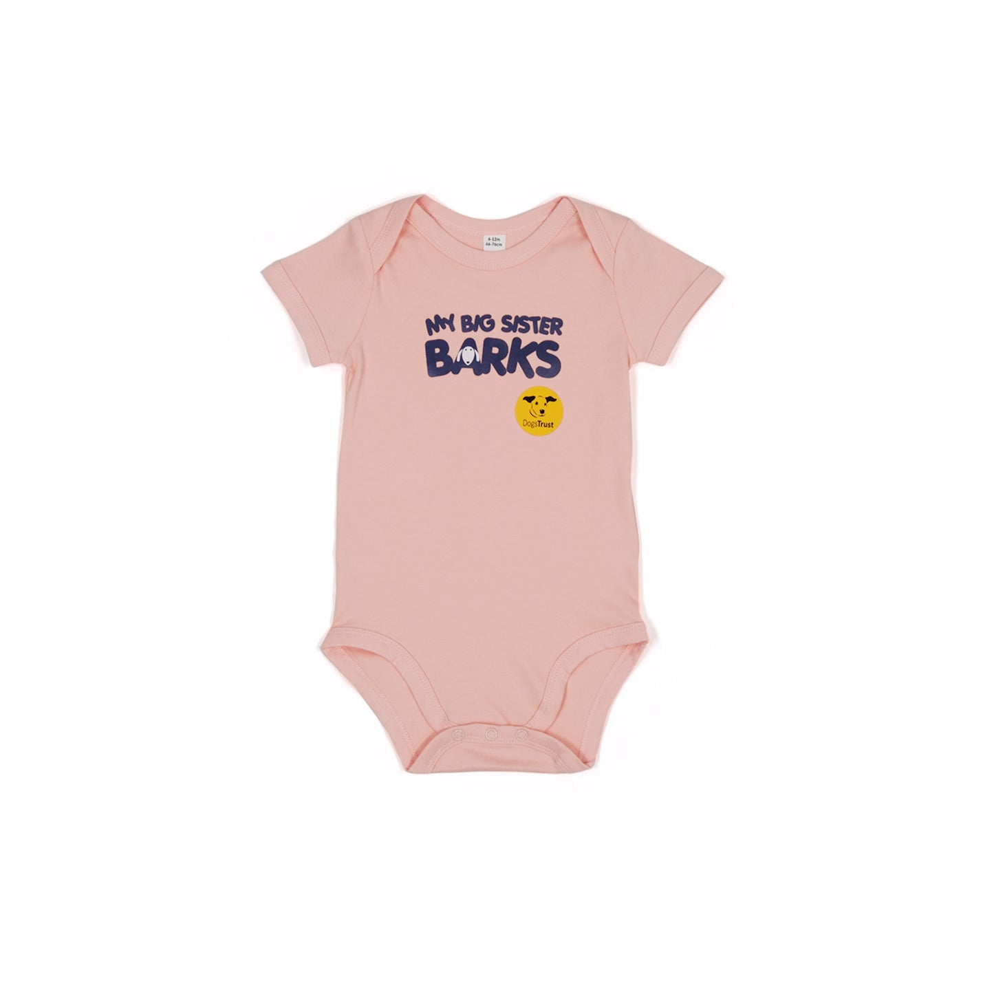 'My Big Sister Barks' Baby Gro - Cute Dog Face Design