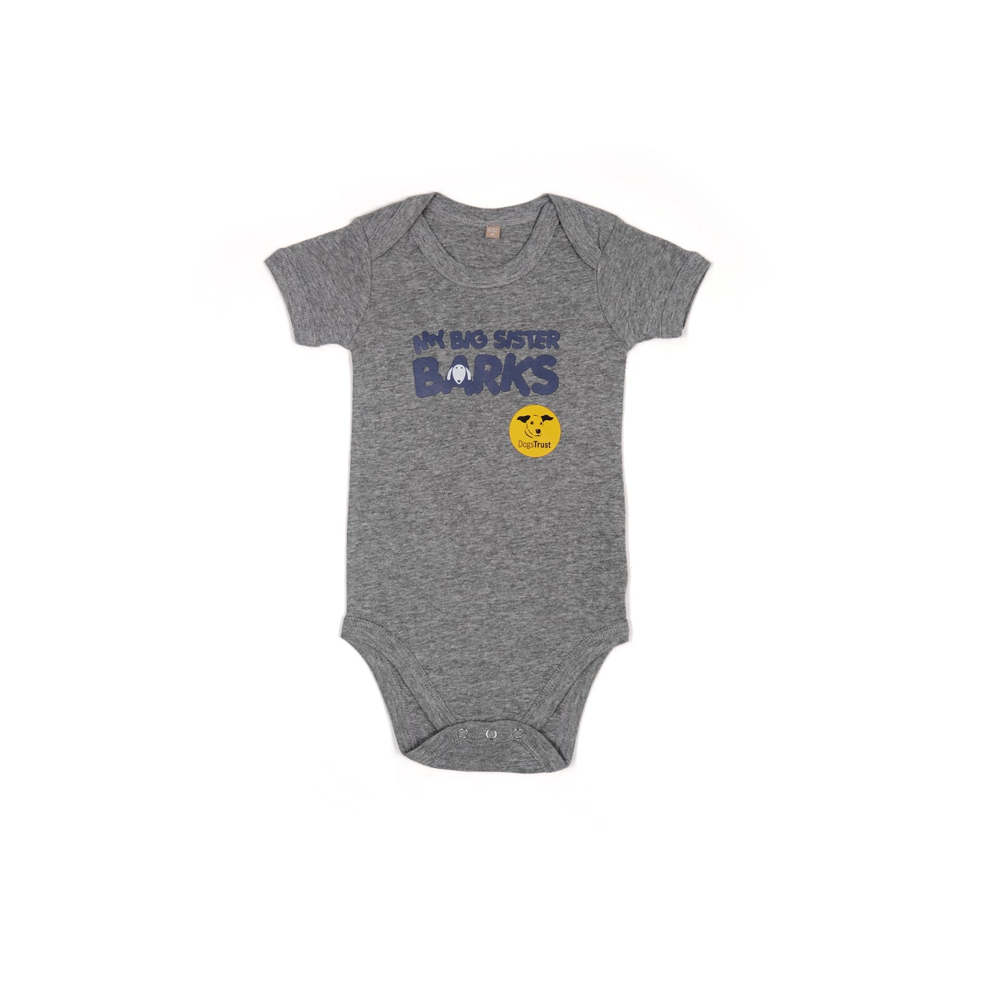 'My Big Sister Barks' Baby Gro - Cute Dog Face Design