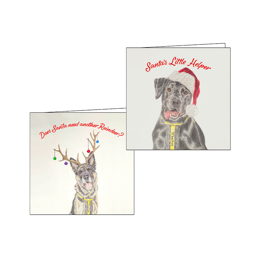 Christmas Cards - Pack of 12 with Beautiful Dog Pencil Drawings