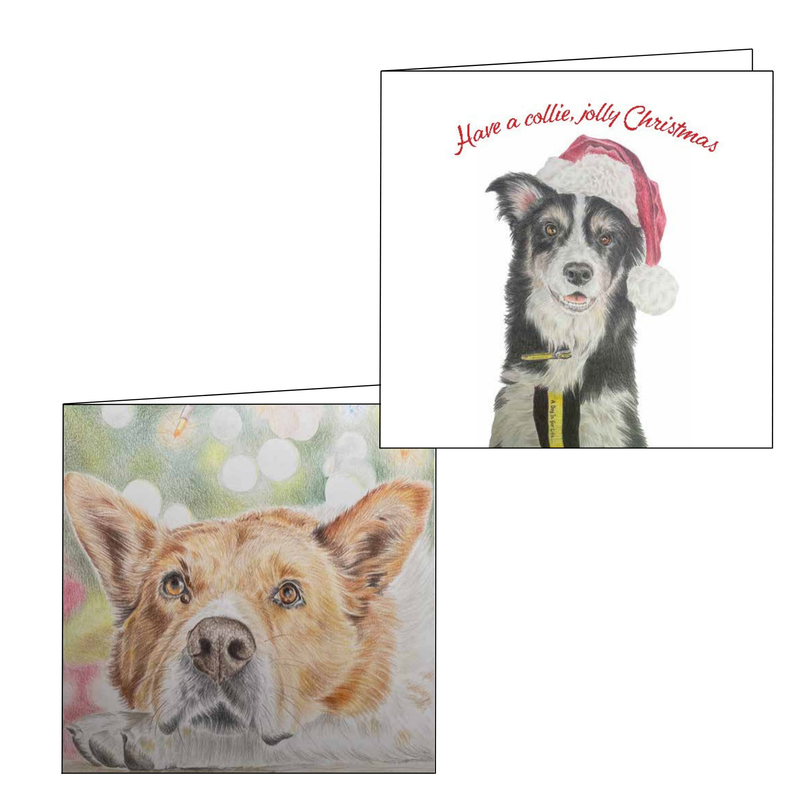 Christmas Cards - Pack of 12 with Charming Dog Drawings