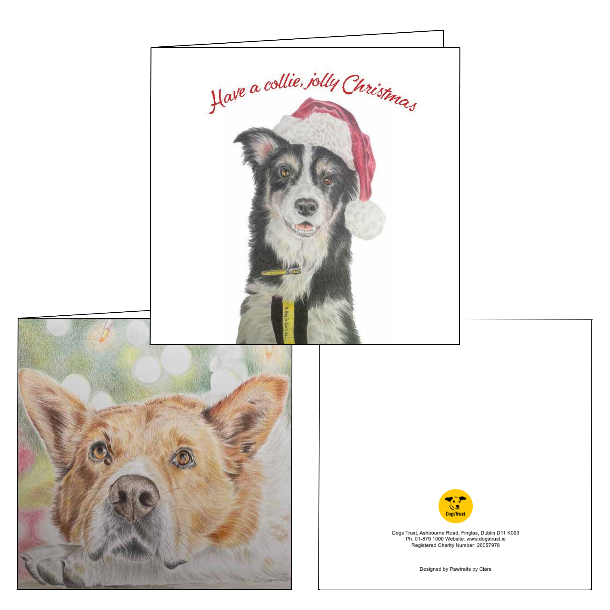 Christmas Cards - Pack of 12 with Charming Dog Drawings