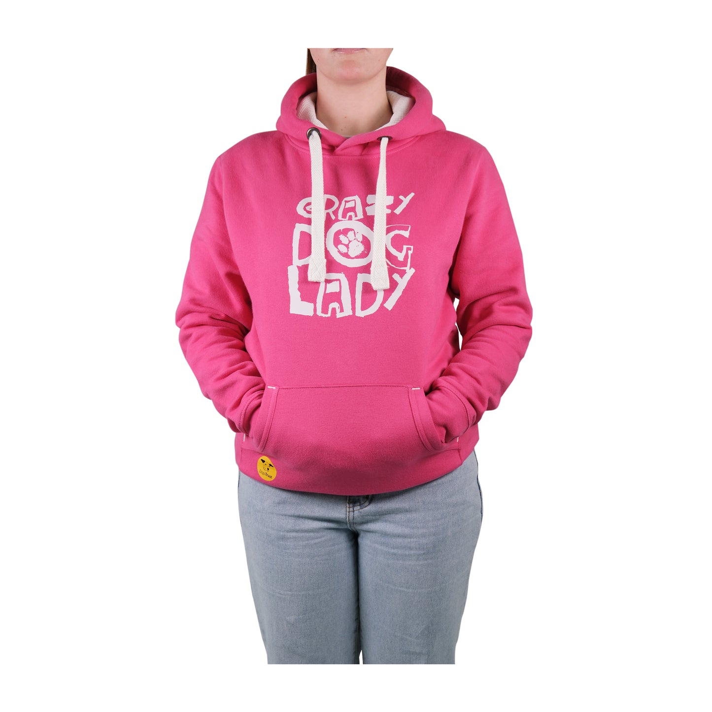 Women's 'Crazy Dog Lady' Hoodie - Printed Slogan with Paw Design