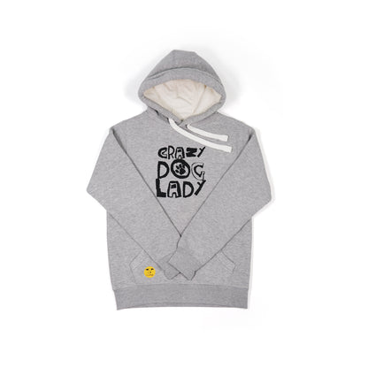 Women's 'Crazy Dog Lady' Hoodie - Printed Slogan with Paw Design