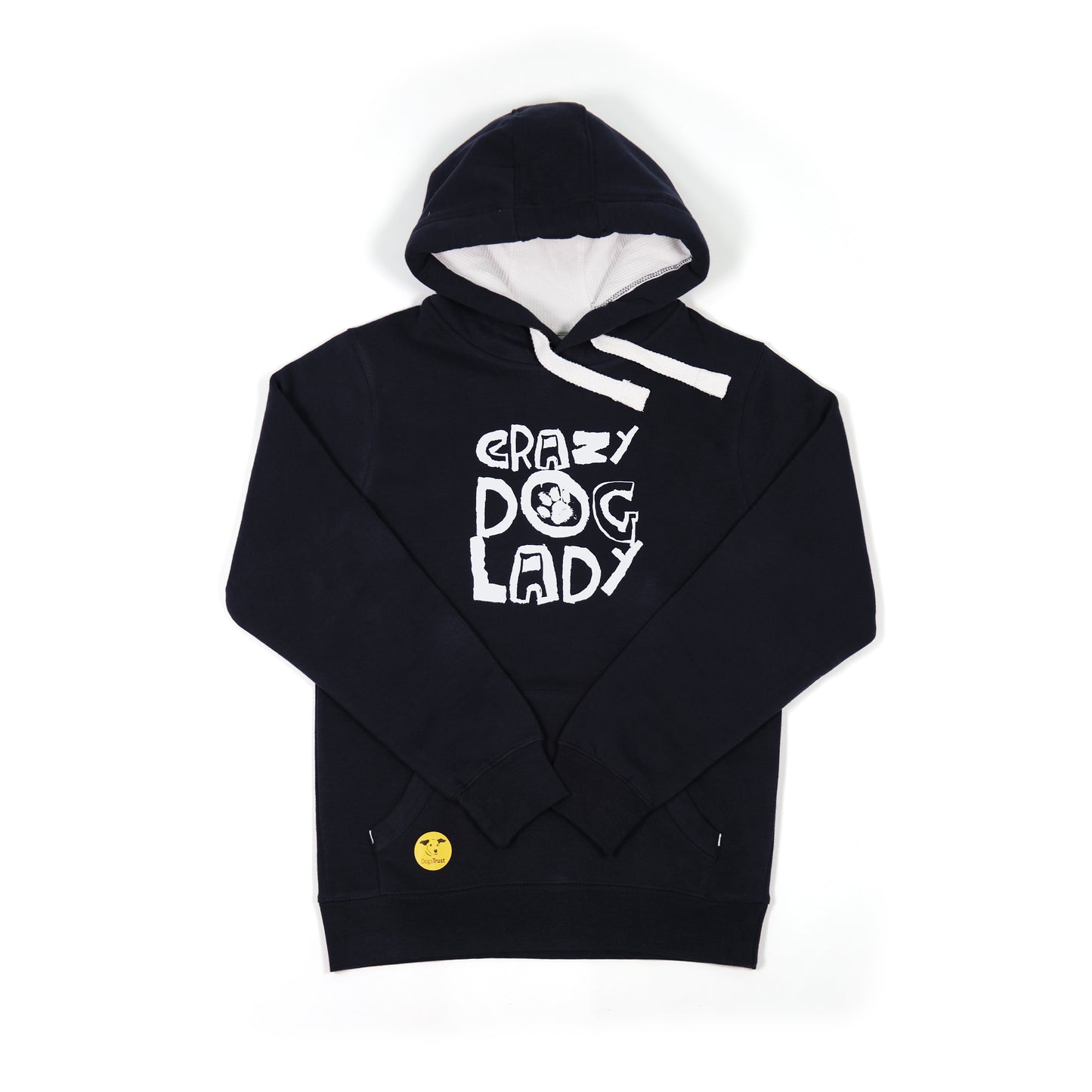 Women's 'Crazy Dog Lady' Hoodie - Printed Slogan with Paw Design