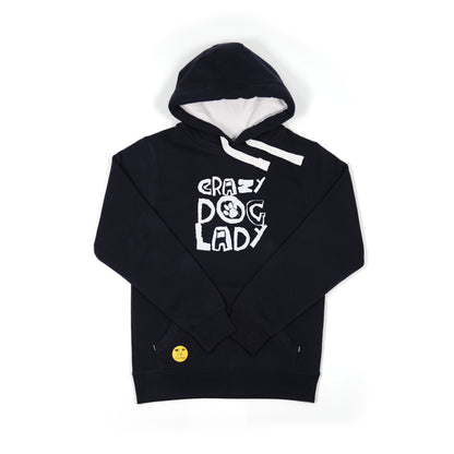 Women's 'Crazy Dog Lady' Hoodie - Printed Slogan with Paw Design