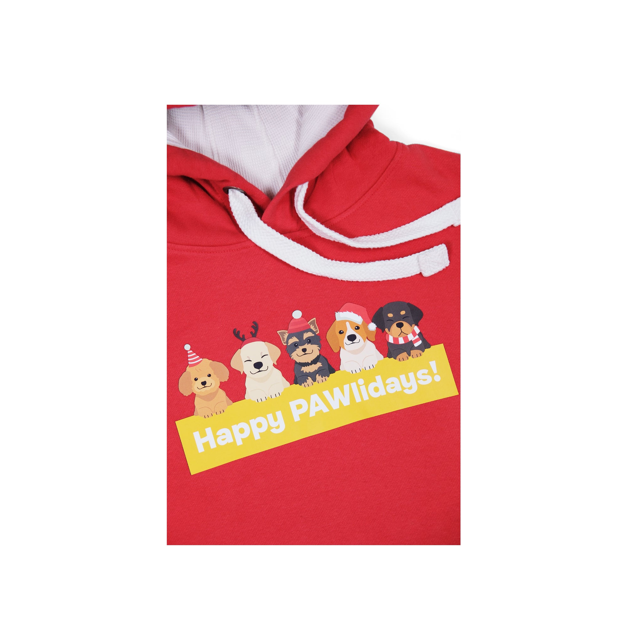Unisex 'Happy Pawlidays' Hoodie - Dogs in Santa Hats Print Design
