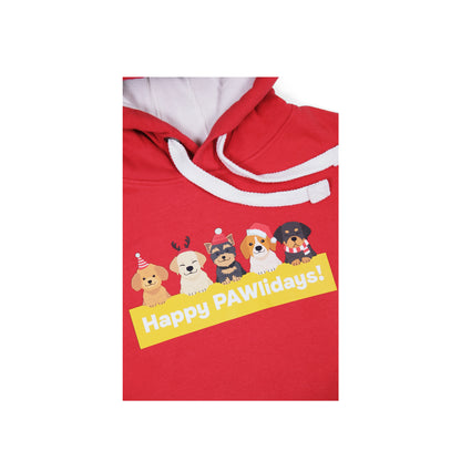 Unisex 'Happy Pawlidays' Hoodie - Dogs in Santa Hats Print Design