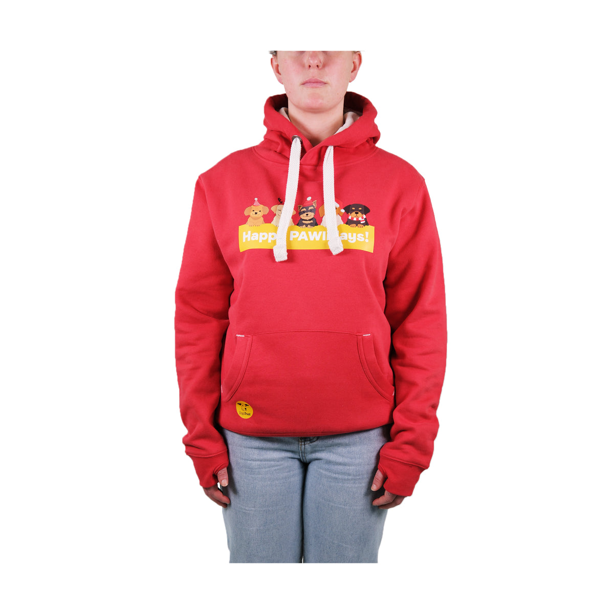 Unisex 'Happy Pawlidays' Hoodie - Dogs in Santa Hats Print Design