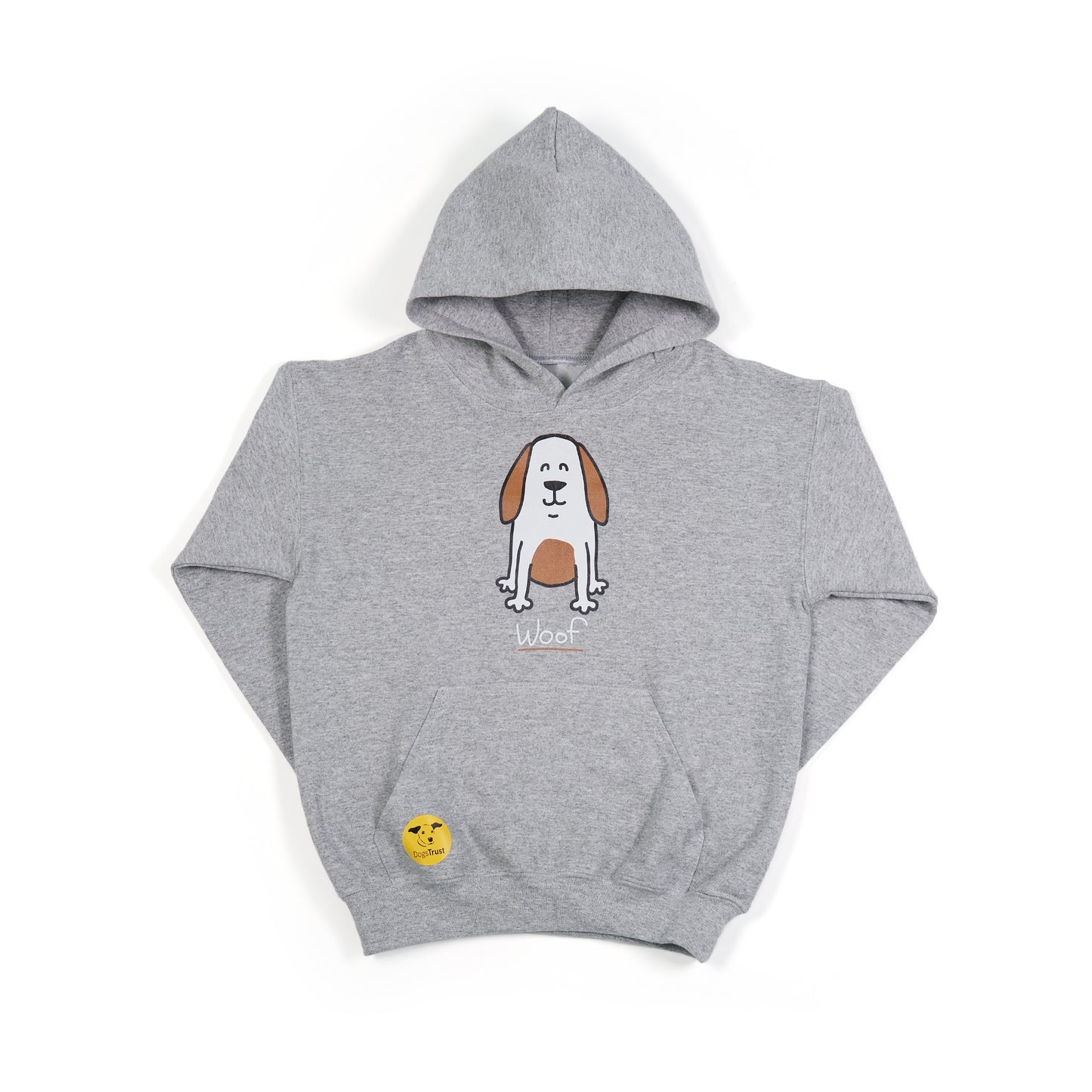 Kids 'Brown Dog' Hoodie - Cute Printed Dog Design with 'Woof' Slogan