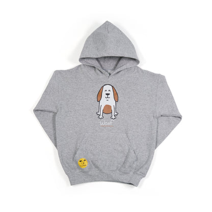 Kids 'Brown Dog' Hoodie - Cute Printed Dog Design with 'Woof' Slogan