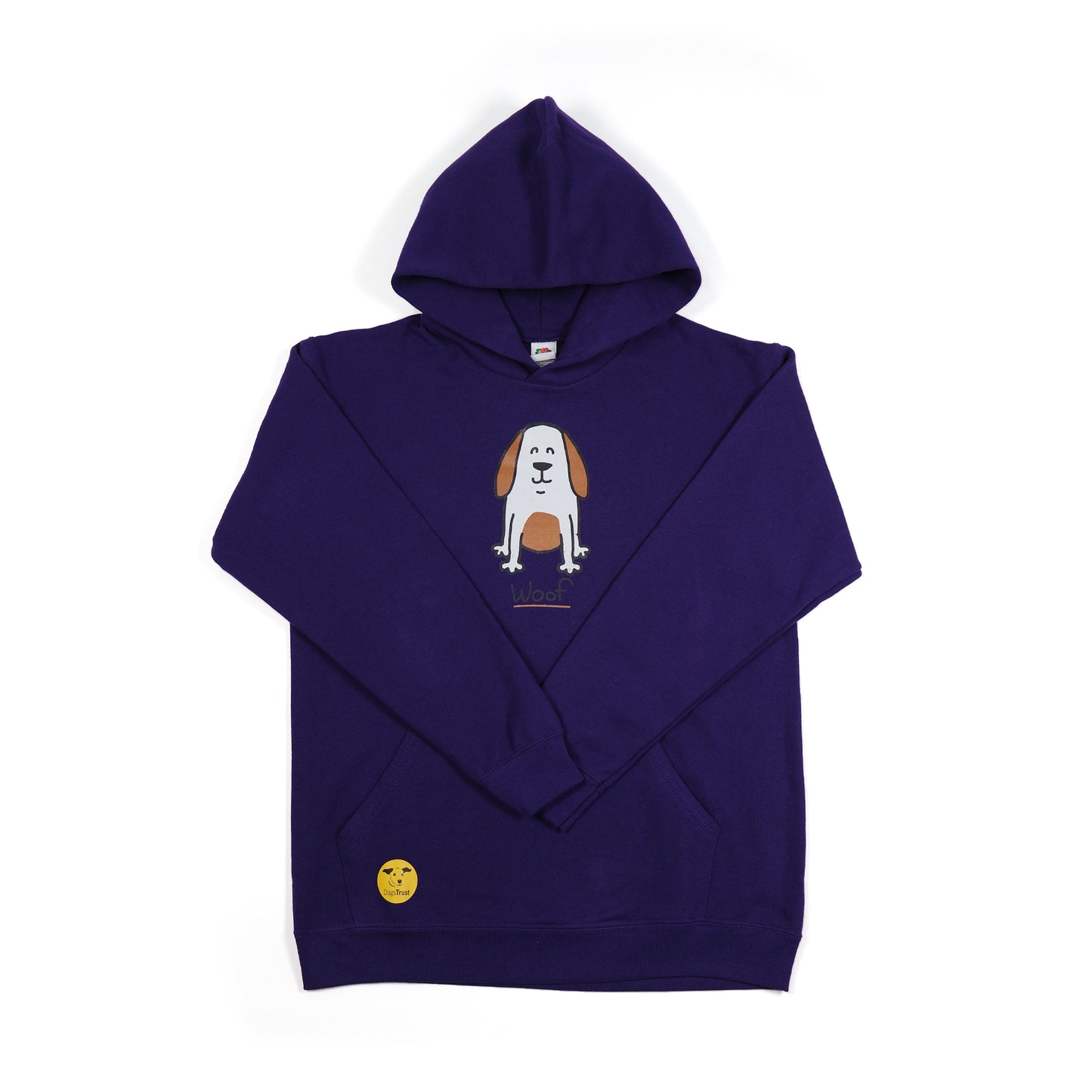 Kids 'Brown Dog' Hoodie - Cute Printed Dog Design with 'Woof' Slogan
