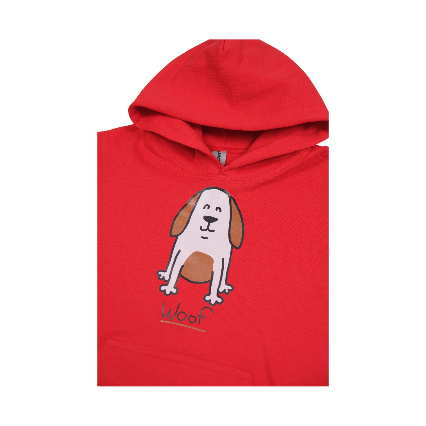 Kids 'Brown Dog' Hoodie - Cute Printed Dog Design with 'Woof' Slogan
