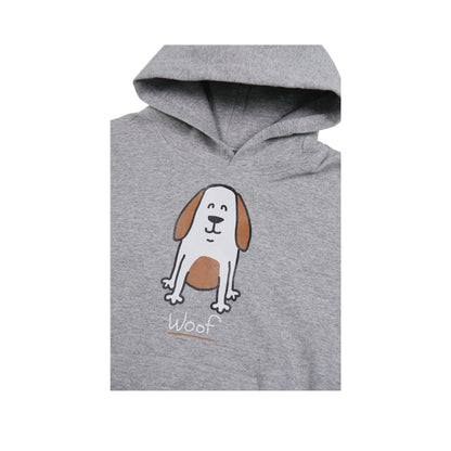 Kids 'Brown Dog' Hoodie - Cute Printed Dog Design with 'Woof' Slogan