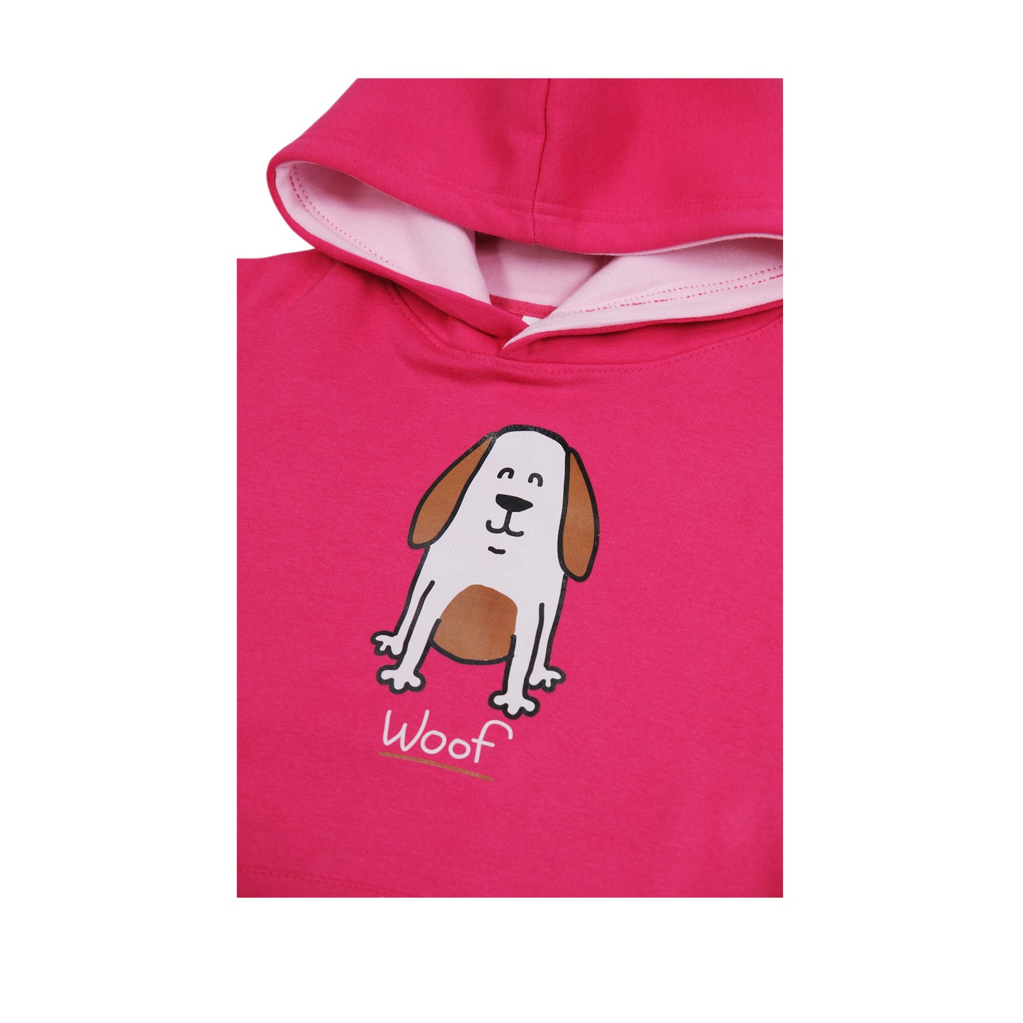 Kids 'Brown Dog' Hoodie - Cute Printed Dog Design with 'Woof' Slogan