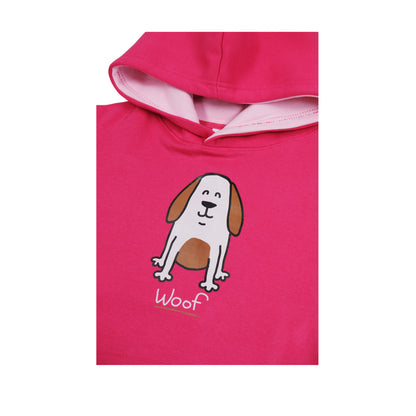 Kids 'Brown Dog' Hoodie - Cute Printed Dog Design with 'Woof' Slogan