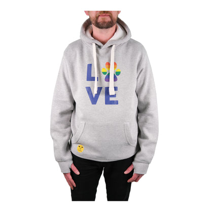 Unisex 'LOVE' Hoodie - Rainbow Dog Paw Print Design