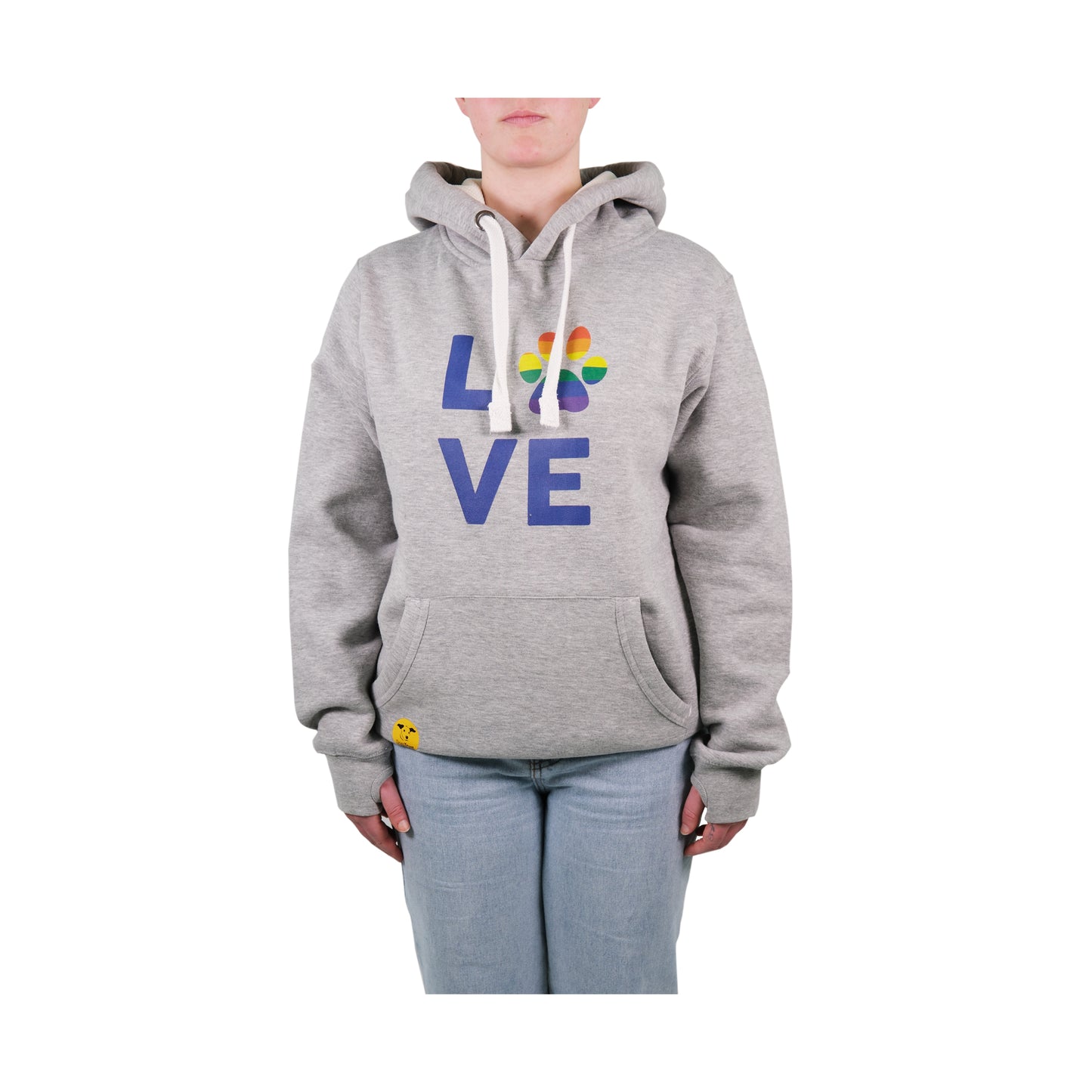 Unisex 'LOVE' Hoodie - Rainbow Dog Paw Print Design