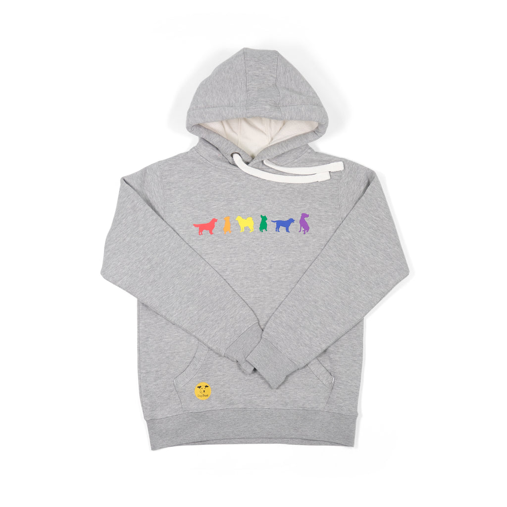 Unisex 'Rainbow Dogs' Hoodie - Six Dog Rainbow Print Design