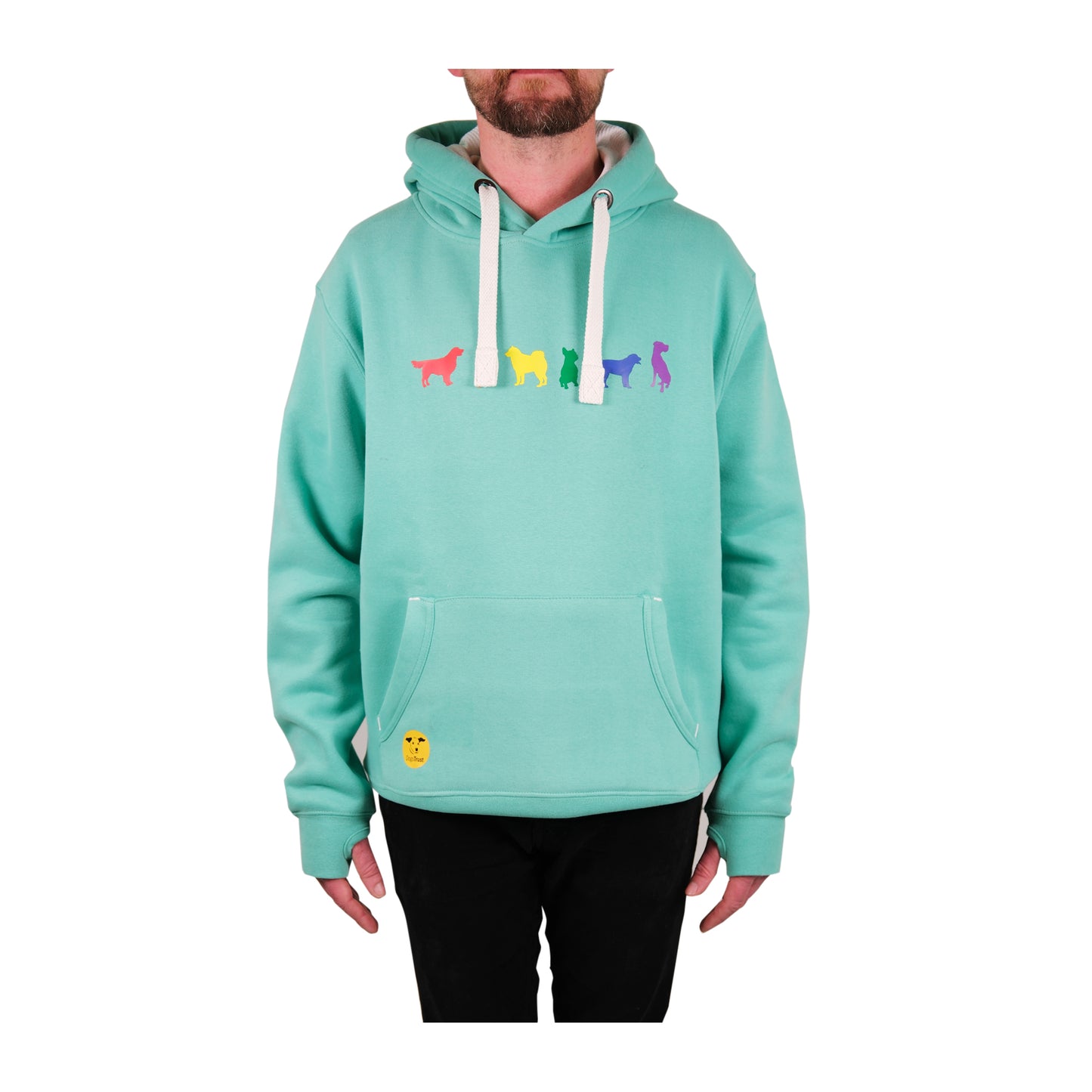 Unisex 'Rainbow Dogs' Hoodie - Six Dog Rainbow Print Design
