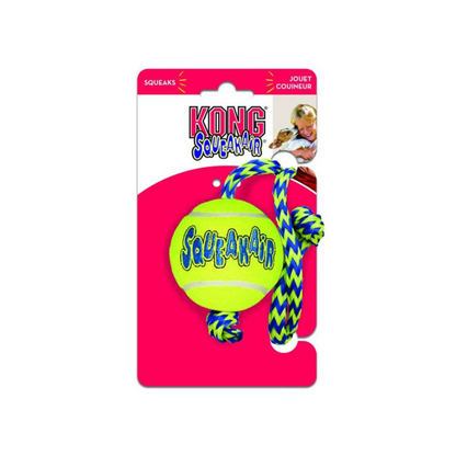 KONG Dog Toy - Air Squeaker Tennis Ball With Rope (Medium)