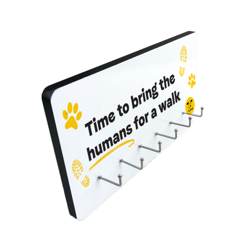 Time to Bring the Humans for a Walk' Lead Hanger - Paw Print Design