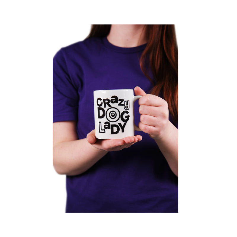 Crazy Dog Lady Mug - Printed Slogan With Paw Design